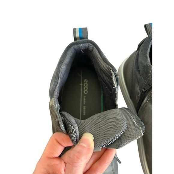 ECCO Men's Kyle Hi-Top Waterproof Hydromax Sneaker Gray Leather Mens size 47 - Picture 9 of 10